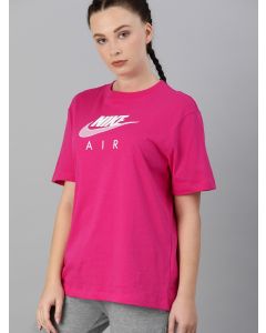 Nike Pink Brand Logo Printed NSW AIR BF Oversized Pure Cotton