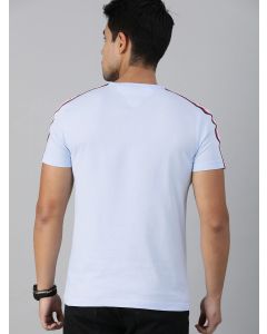 Men Solid Round Neck T-shirt with Side Stripes