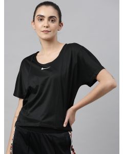 Women Black Solid AS W NK ICNCLSH SS CITY SLEEK Dri-Fit Top