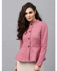 FRAS Women Pink Solid Tailored Jacket