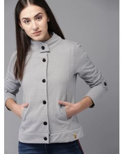 Campus Sutra Women Grey Solid Jacket