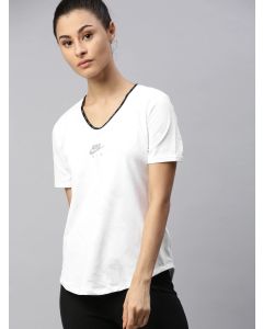 Nike Women White AS W NK AIR Solid Styled Back Running Top