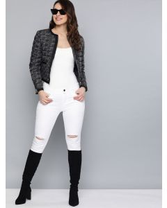 HERE Women Black Printed Puffer Jacket